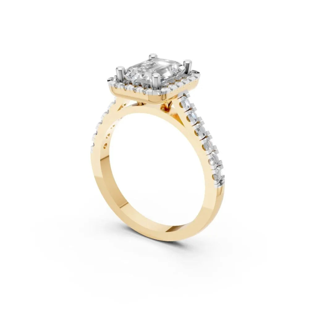 Cushion Radiance Halo Ring Yellow Gold