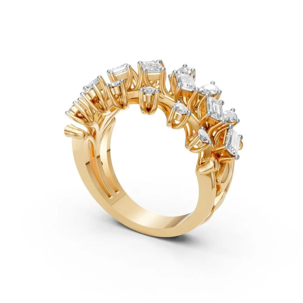 BloomAura Floral Diamond Ring Yellow Gold