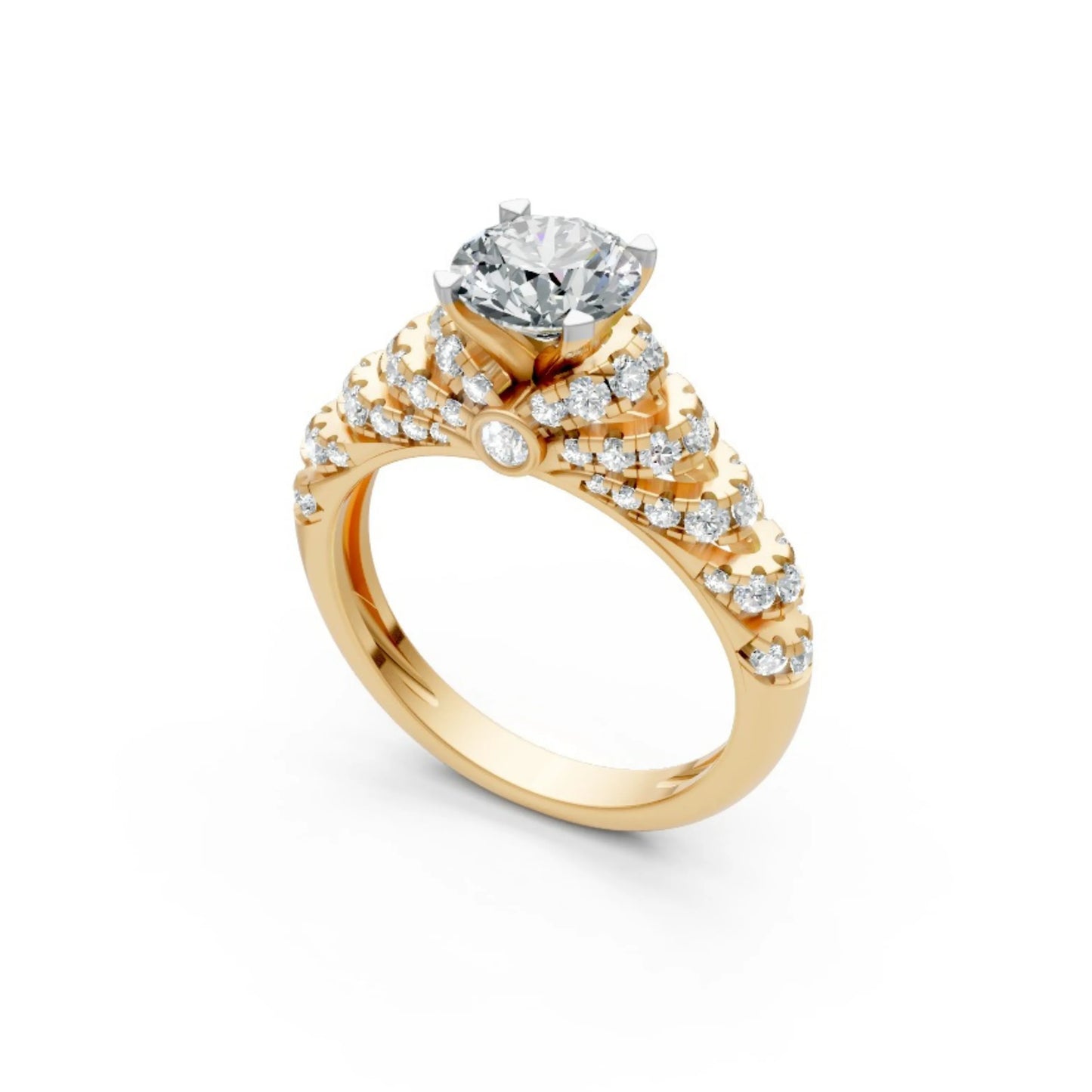 LuxeCrown Multi-Band Solitaire Ring Yellow Gold