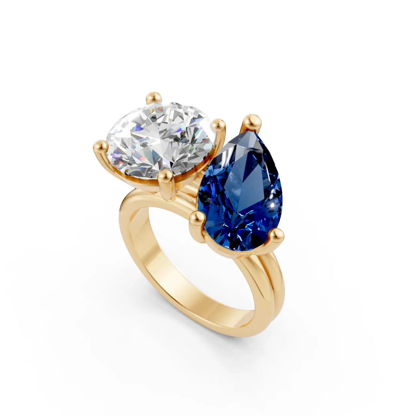 BlueWhisper Two-Stone Diamond Ring Yellow Gold