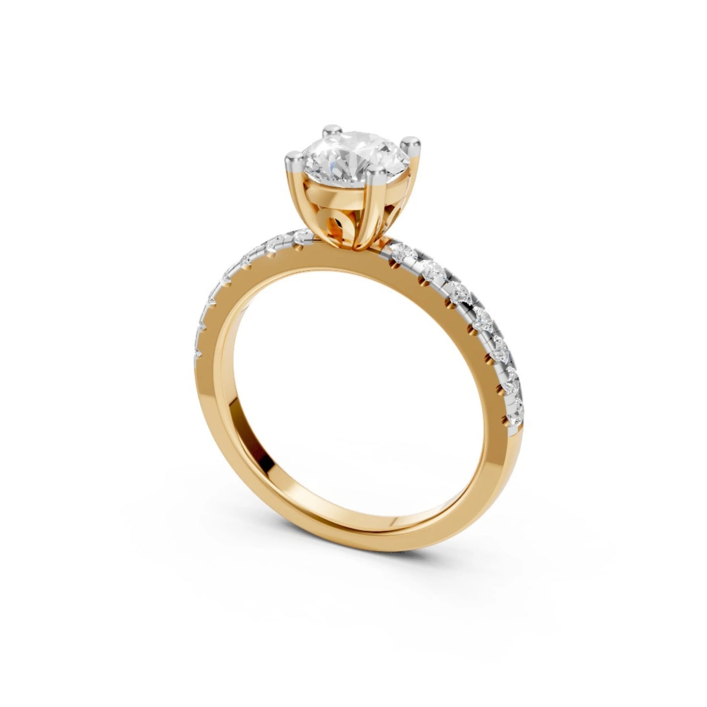 ClassicGleam Solitaire Pavé Ring Yellow Gold