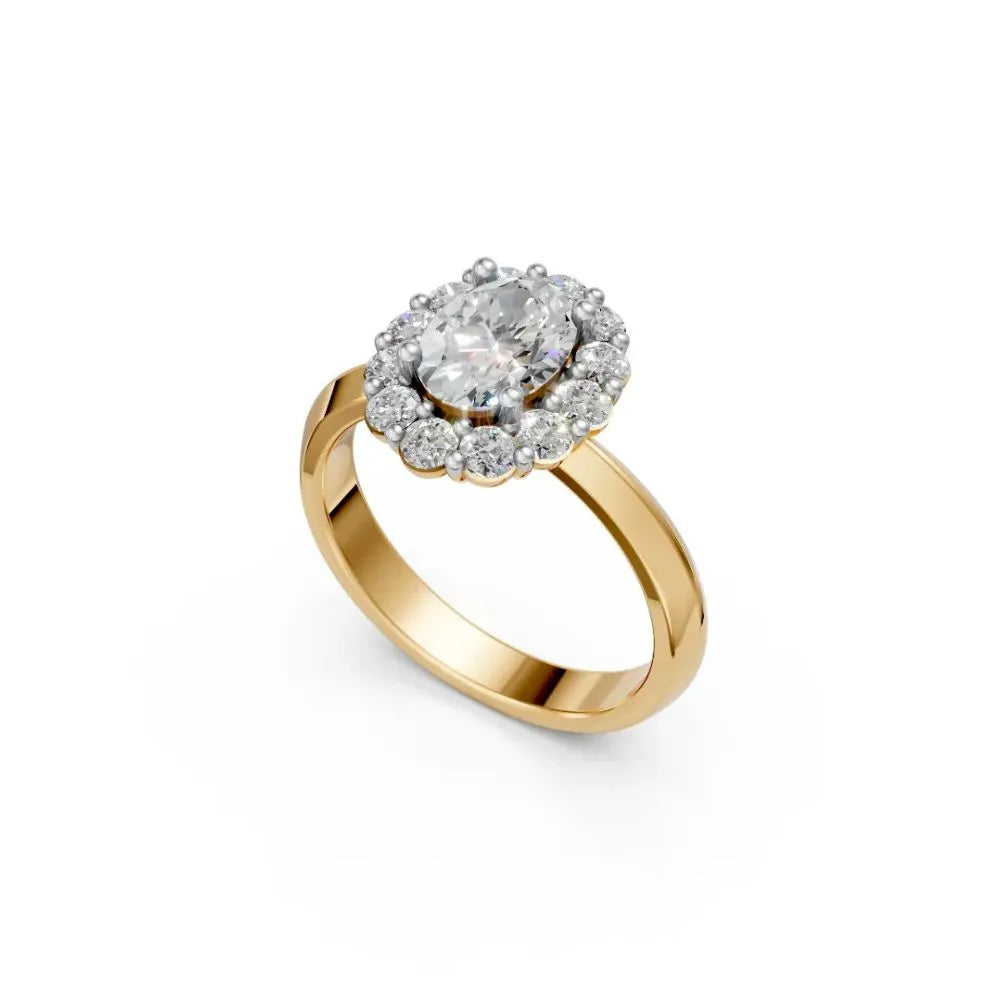 Oval Radiance Halo Ring Yellow Gold