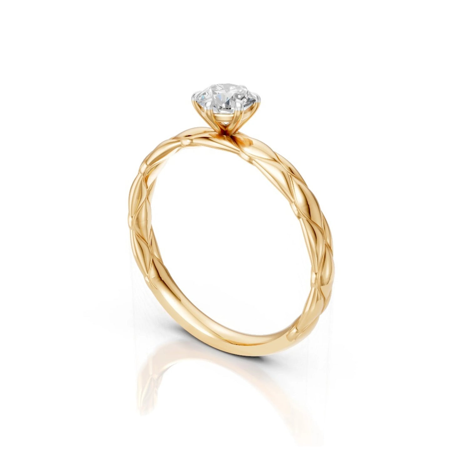 Braided Grace Solitaire Ring Yellow Gold