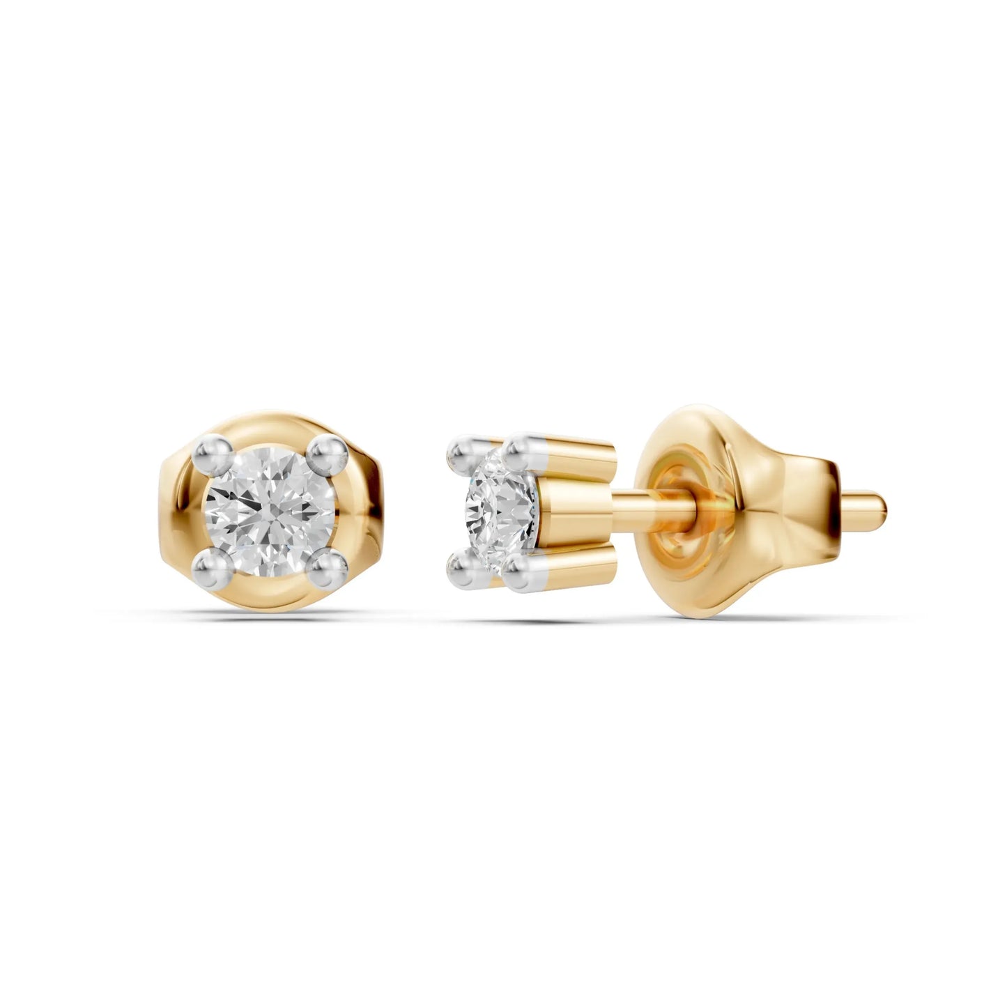 Classic Round Stud Earrings Yellow Gold