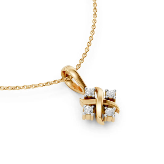 Cross Cluster Pendant Yellow Gold