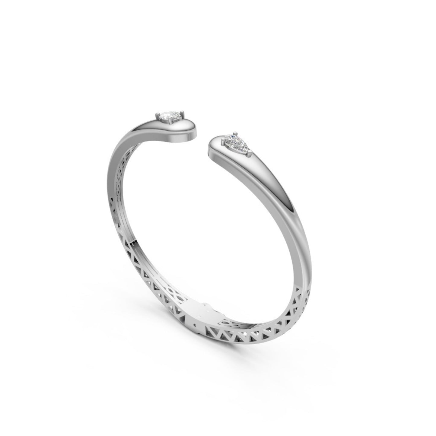 Elegant Open Diamond Bangle White Gold