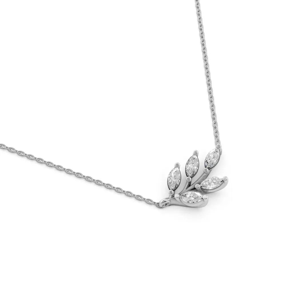 Marquise Cluster Diamond Necklace White Gold