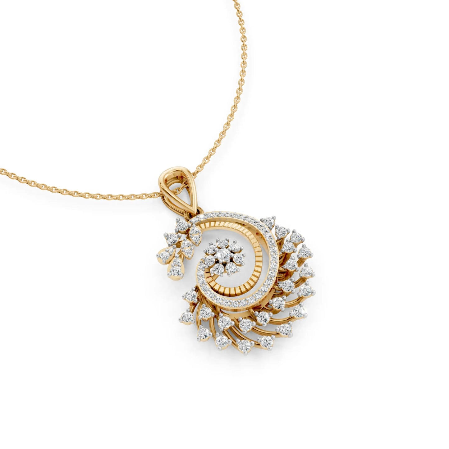 Floral Spiral Diamond Pendant Yellow Gold