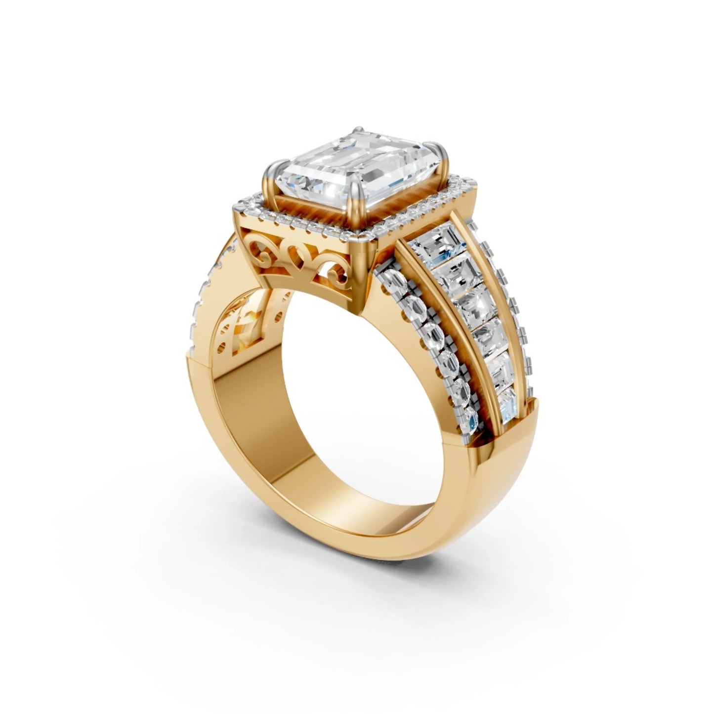 Emerald Baguette Ring Yellow Gold