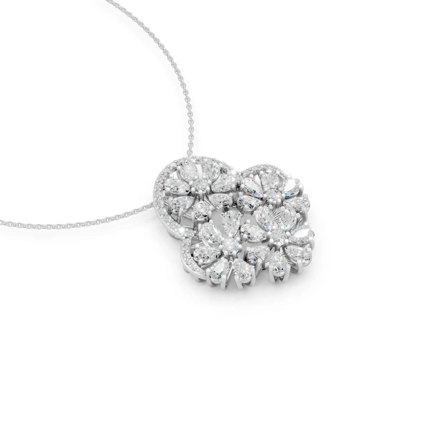Floral Cluster Pendant White Gold