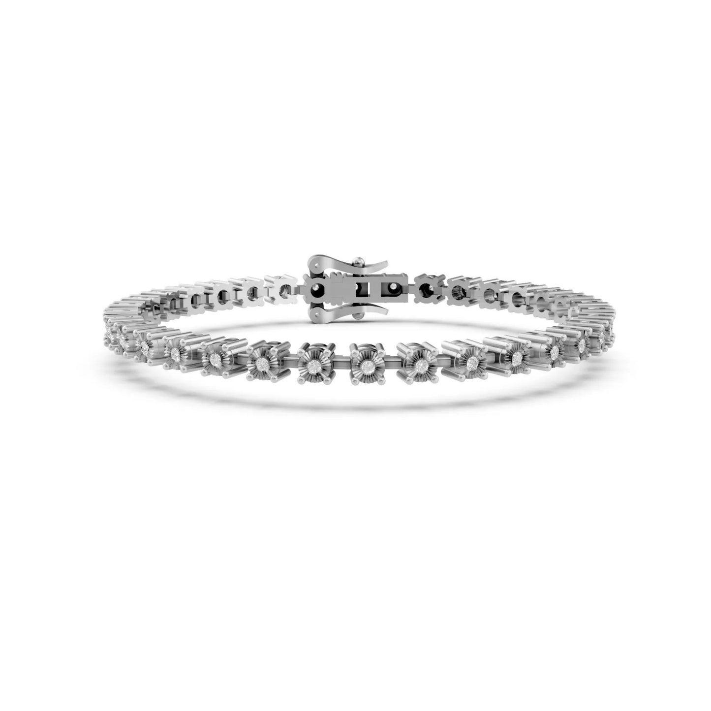 Prong-Set Diamond Tennis Bracelet White Gold 