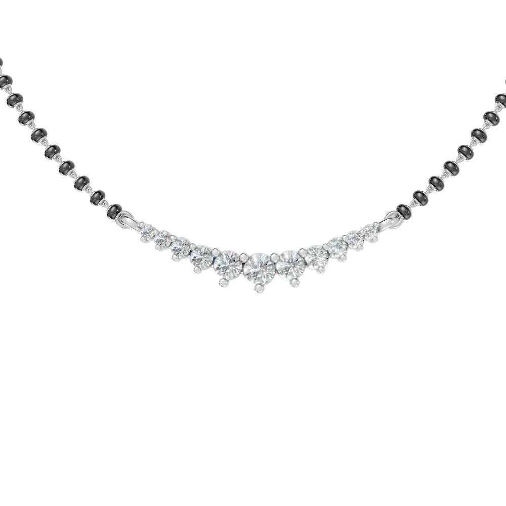 Elegant Lab-Grown Diamond Mangalsutra with Classic Round Settings White Gold