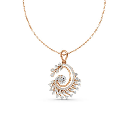 Floral Spiral Diamond Pendant Rose Gold