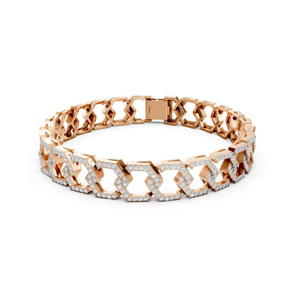 Geometric Link Diamond Bracelet Rose Gold