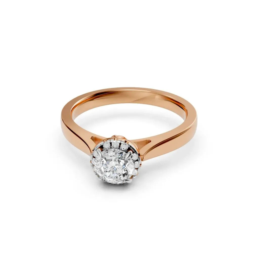 Hidden Heart Round Solitaire Ring Rose Gold