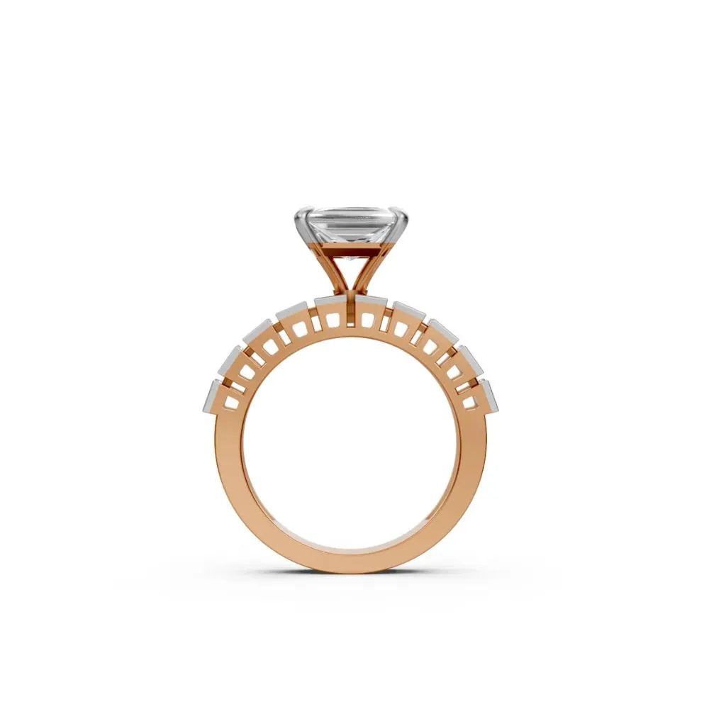 Radiant Edge Princess Cut Ring Rose Gold