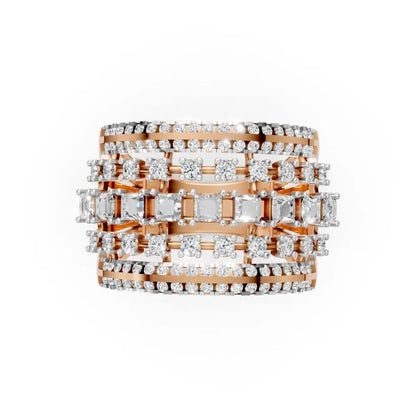 FloraGlint Multi-Row Diamond Ring Rose Gold