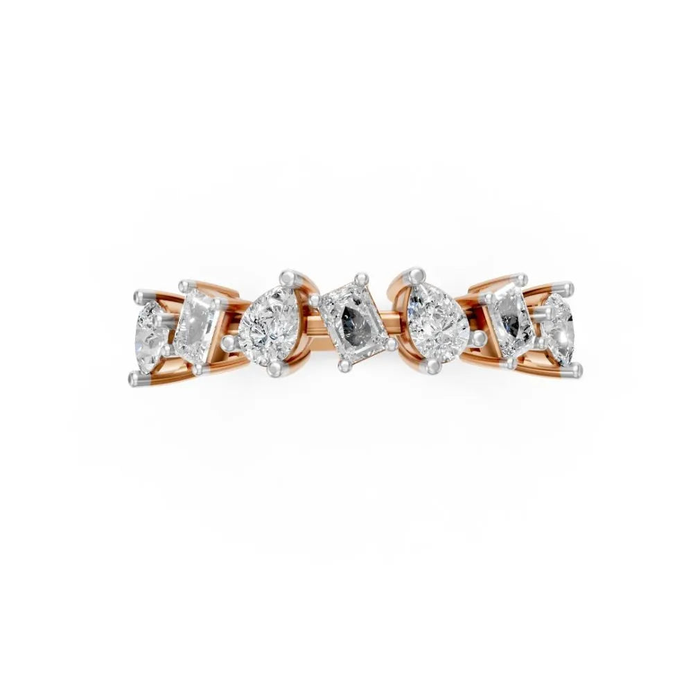 DualCut Pear-Emerald Diamond Band Rose Gold