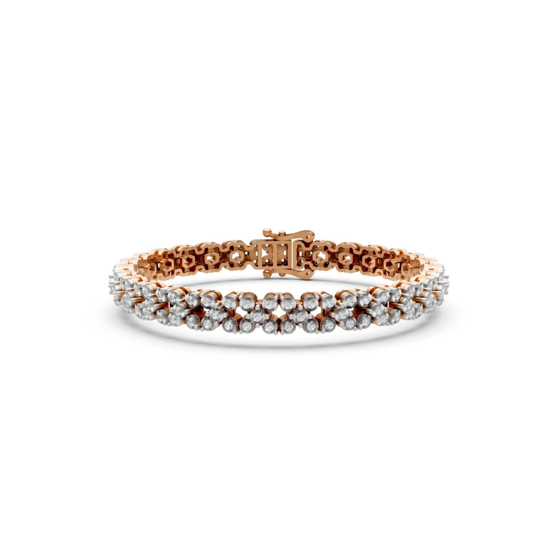Double Row Diamond Bracelet Rose Gold