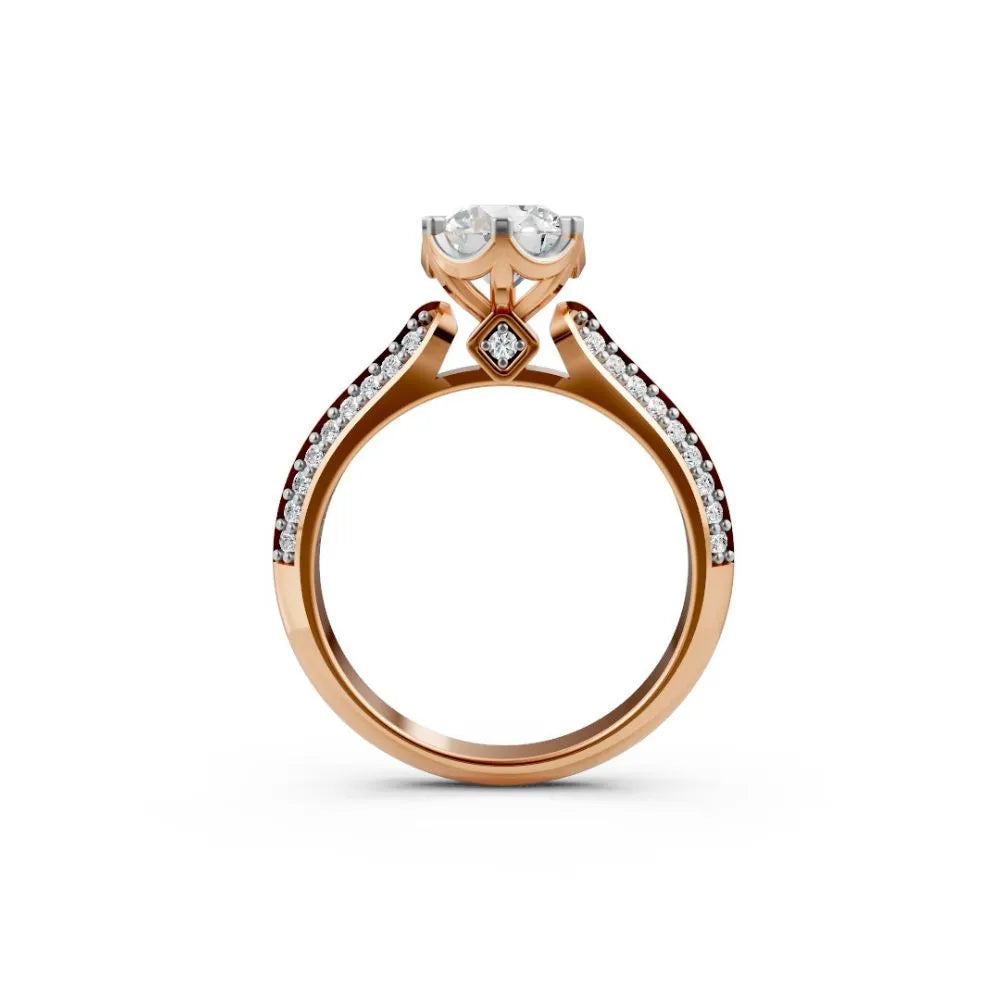 Brilliance Band Round Solitaire Ring Rose Gold