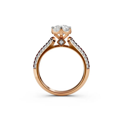 Brilliance Band Round Solitaire Ring Rose Gold