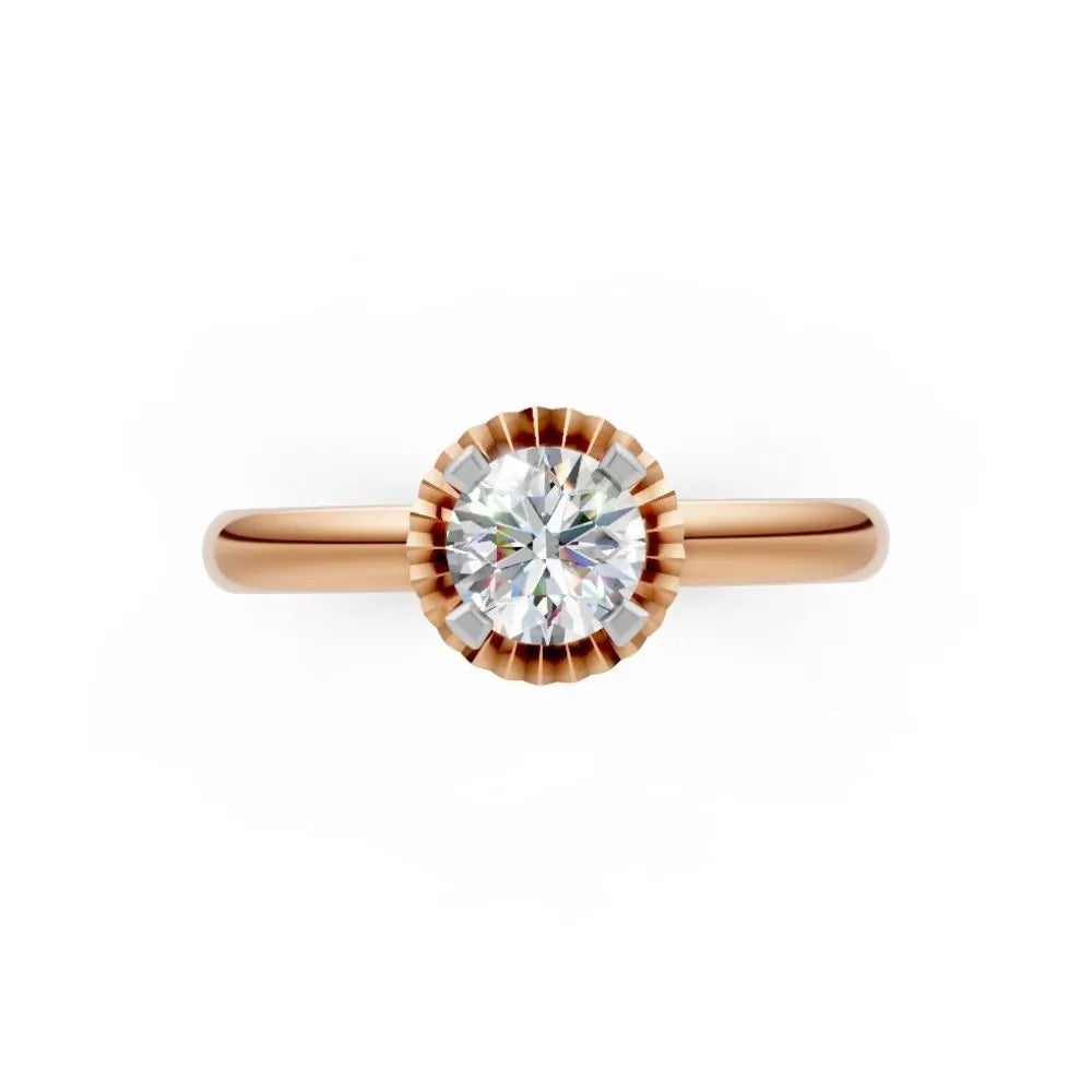 Pleated Grace Solitaire Ring Rose Gold