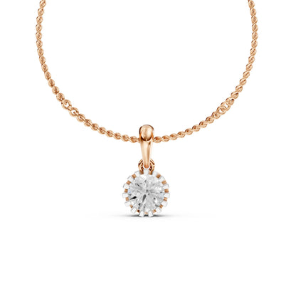 Crown Solitaire Pendant Rose Gold