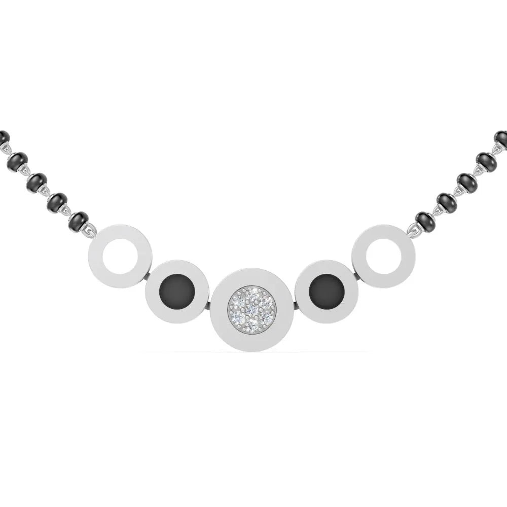 Contemporary Circle Motif Diamond Mangalsutra Design White Gold