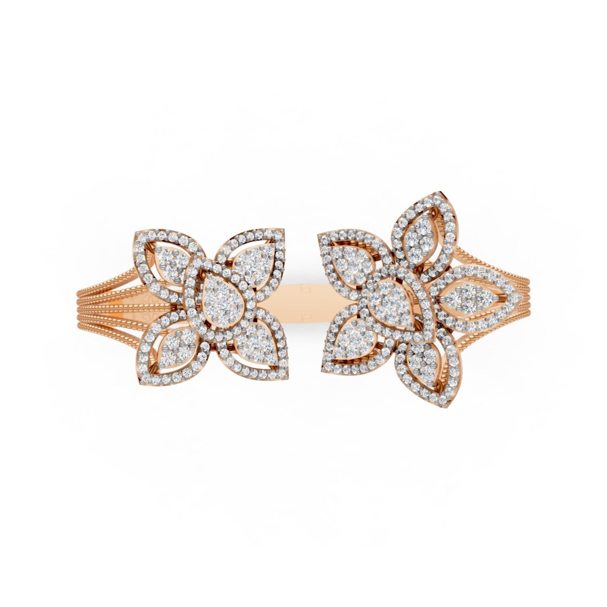 Floral Open Diamond Bangle Rose Gold
