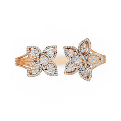 Floral Open Diamond Bangle Rose Gold