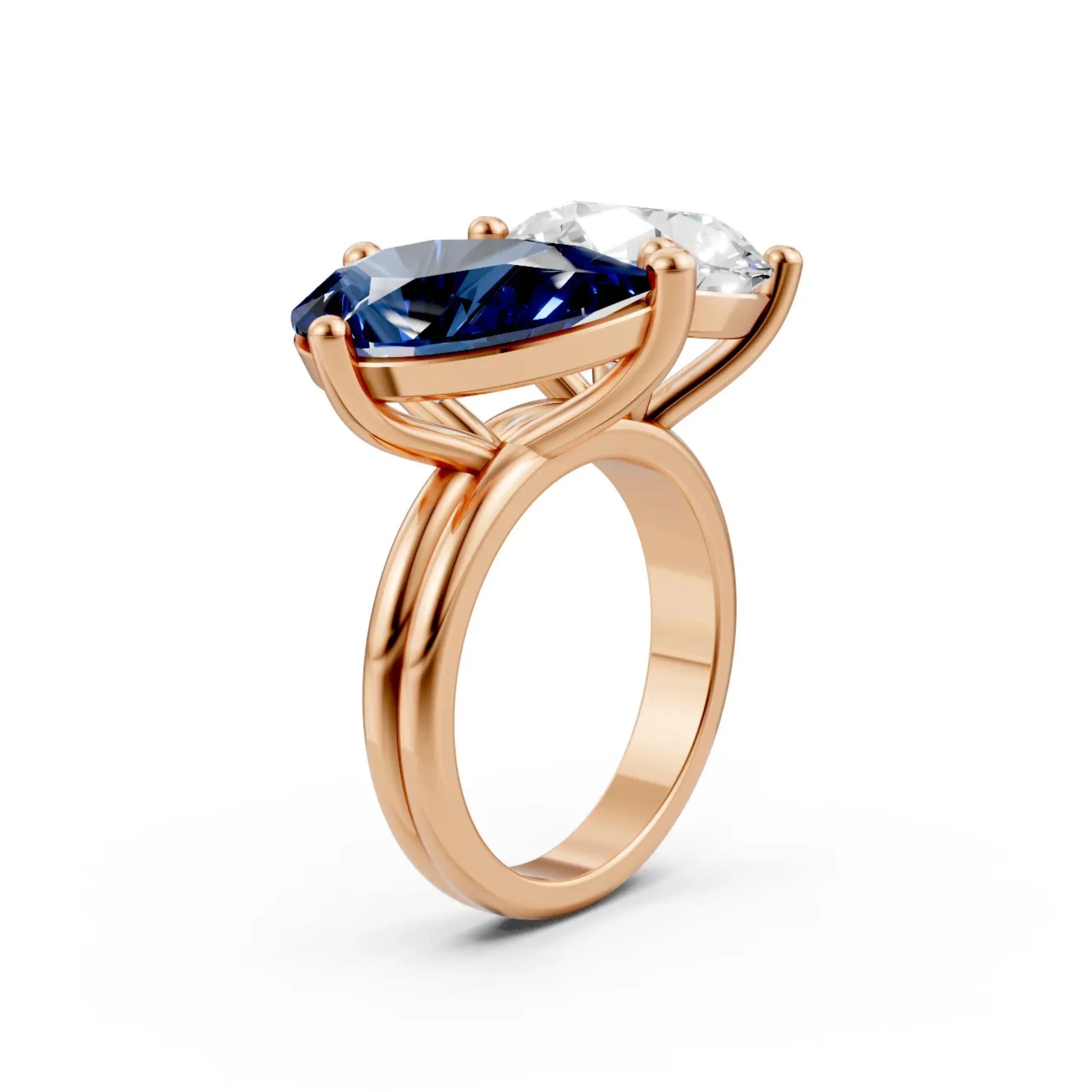 BlueWhisper Two-Stone Diamond Ring Rose Gold