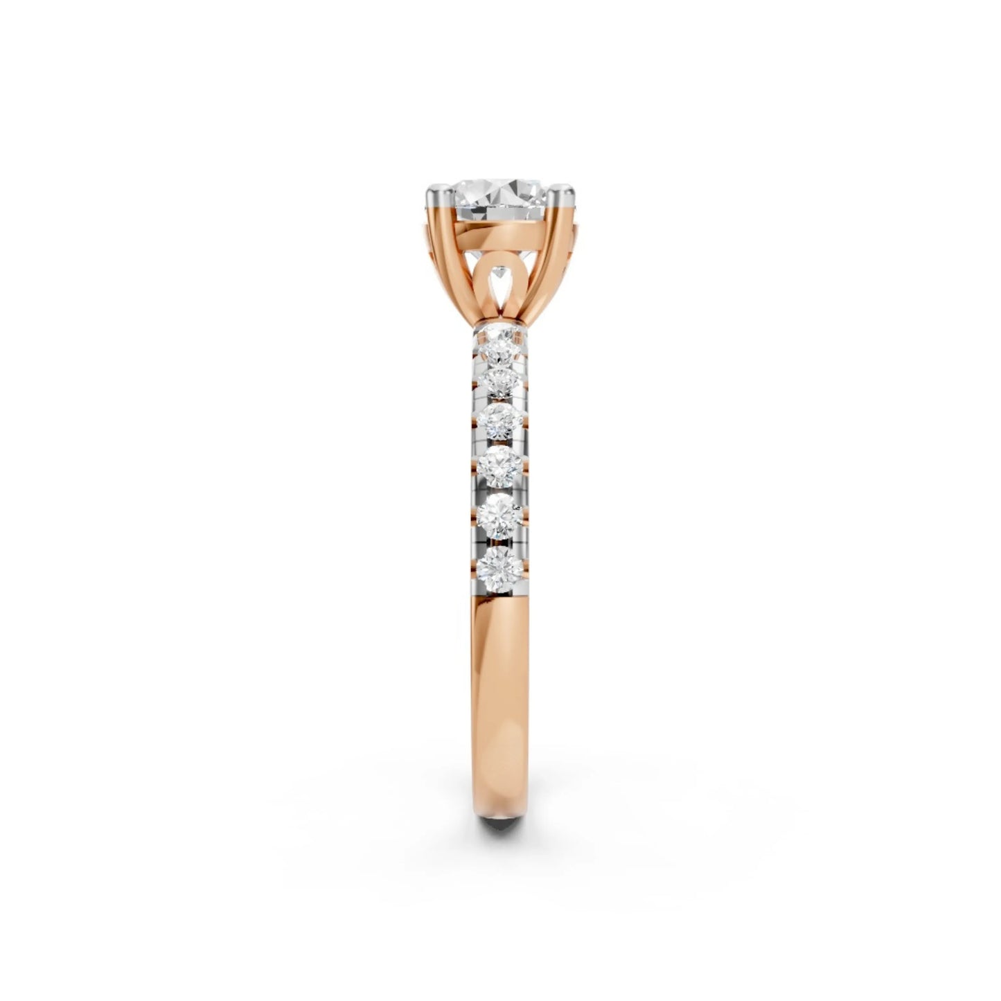 ClassicGleam Solitaire Pavé Ring Rose Gold