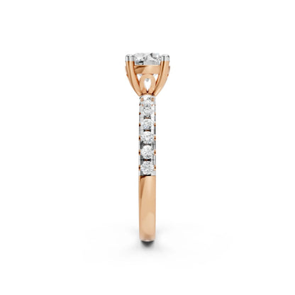 ClassicGleam Solitaire Pavé Ring Rose Gold