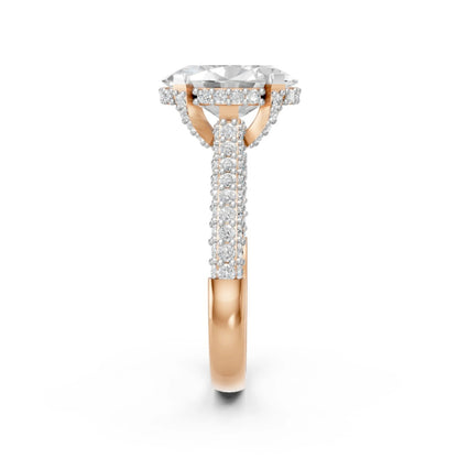 Elegant Oval Diamond Pavé Ring Rose Gold