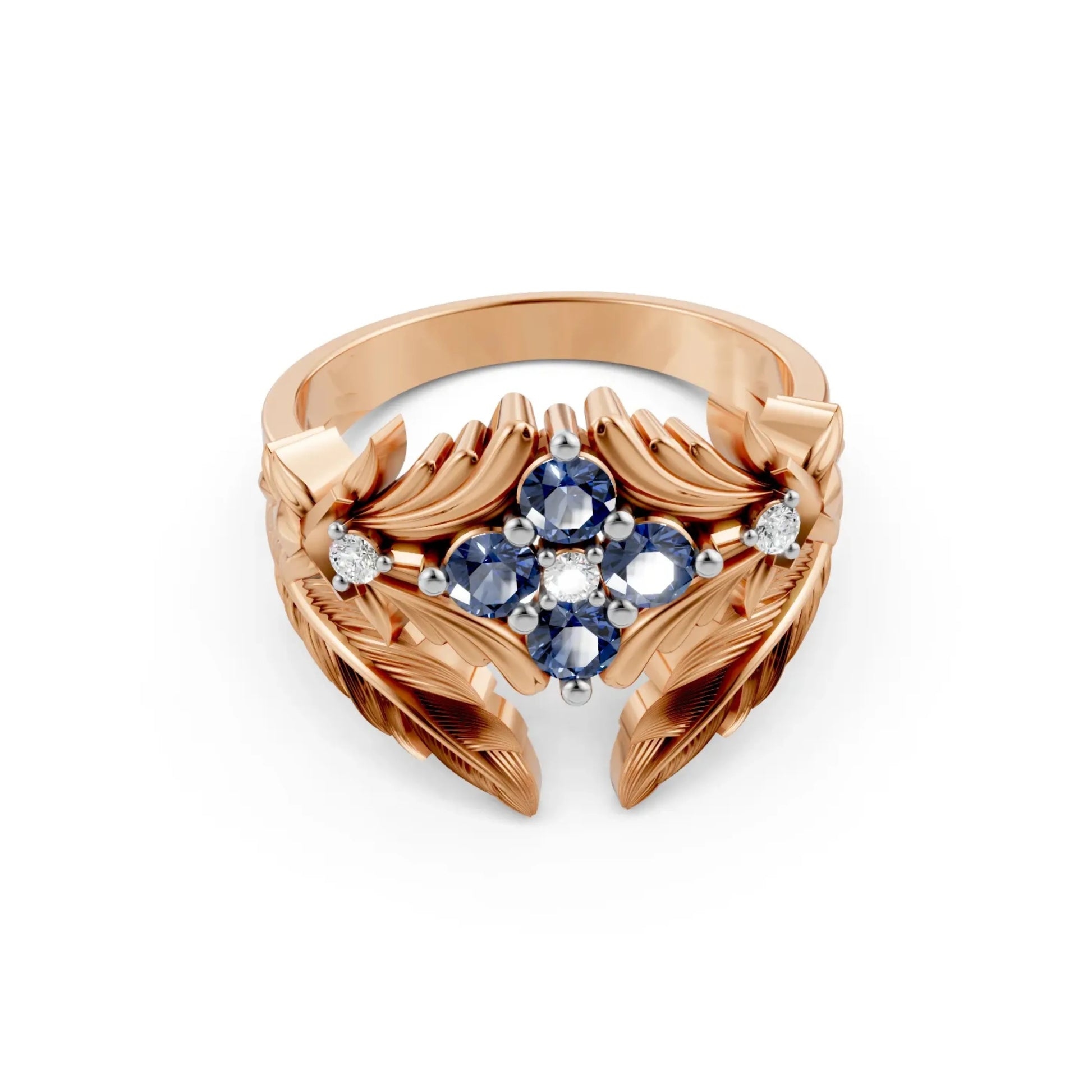 TanzanLeaf Diamond Ring Rose Gold