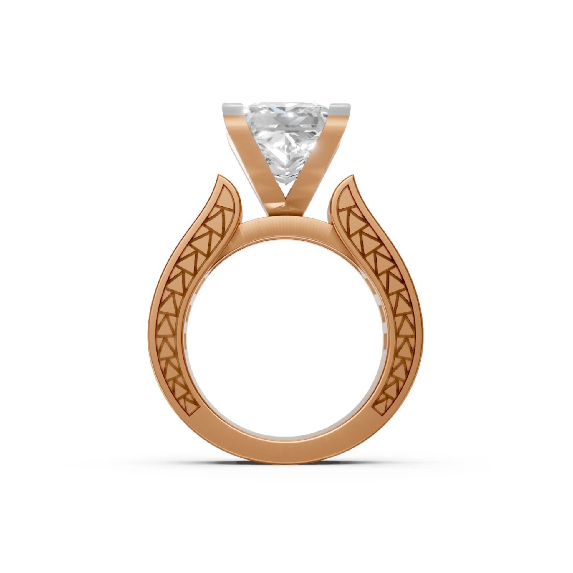 Princess-Cut Channel Ring Rose Gold