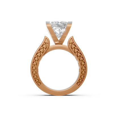 Princess-Cut Channel Ring Rose Gold