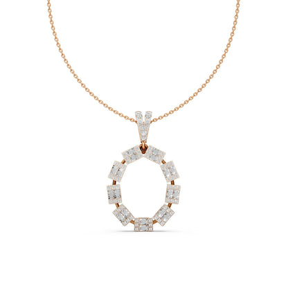 Princess Cut Circle Pendant Rose Gold