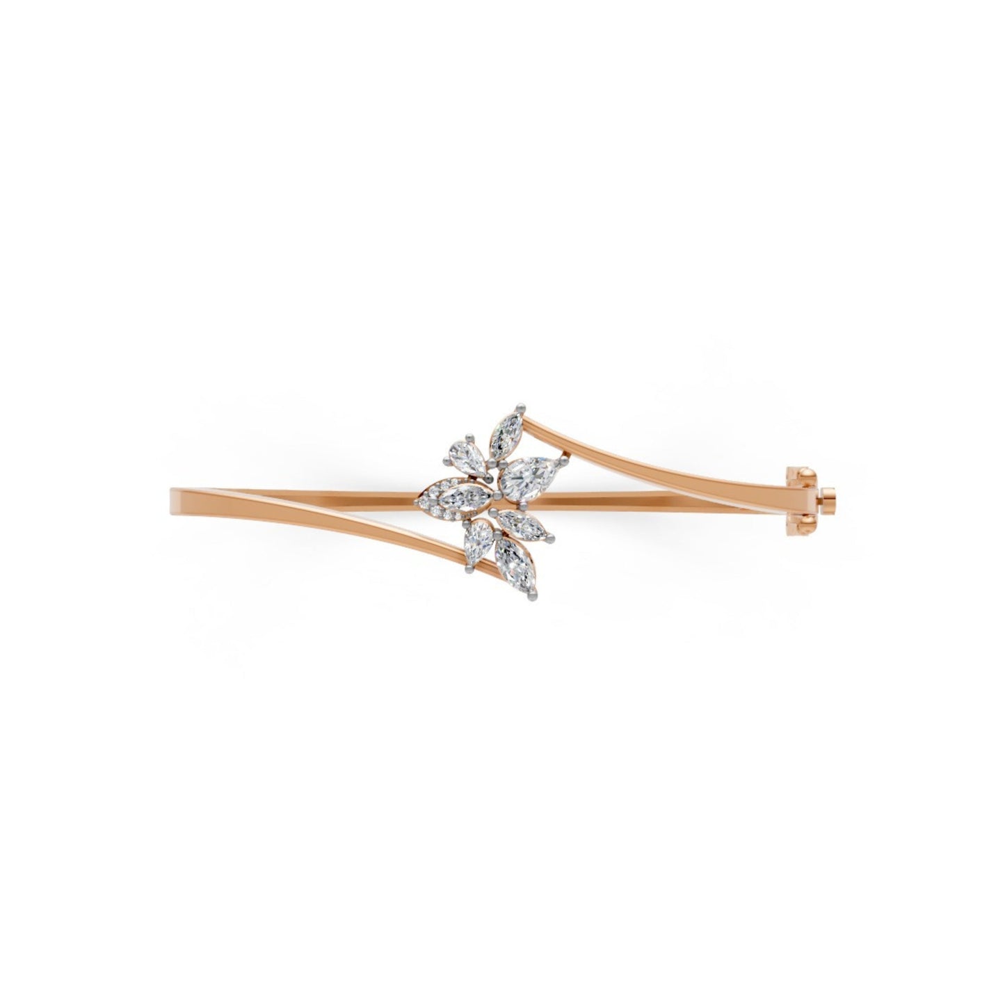 Floral Diamond Bangle Rose Gold