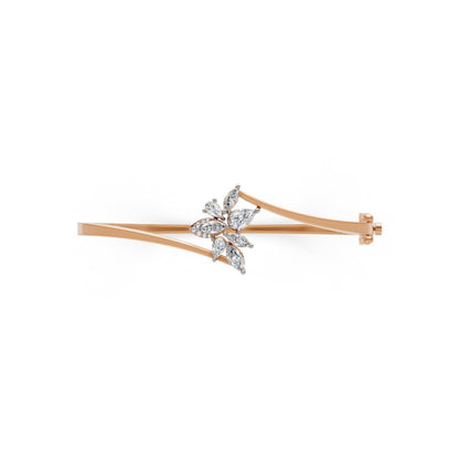 Floral Diamond Bangle Rose Gold