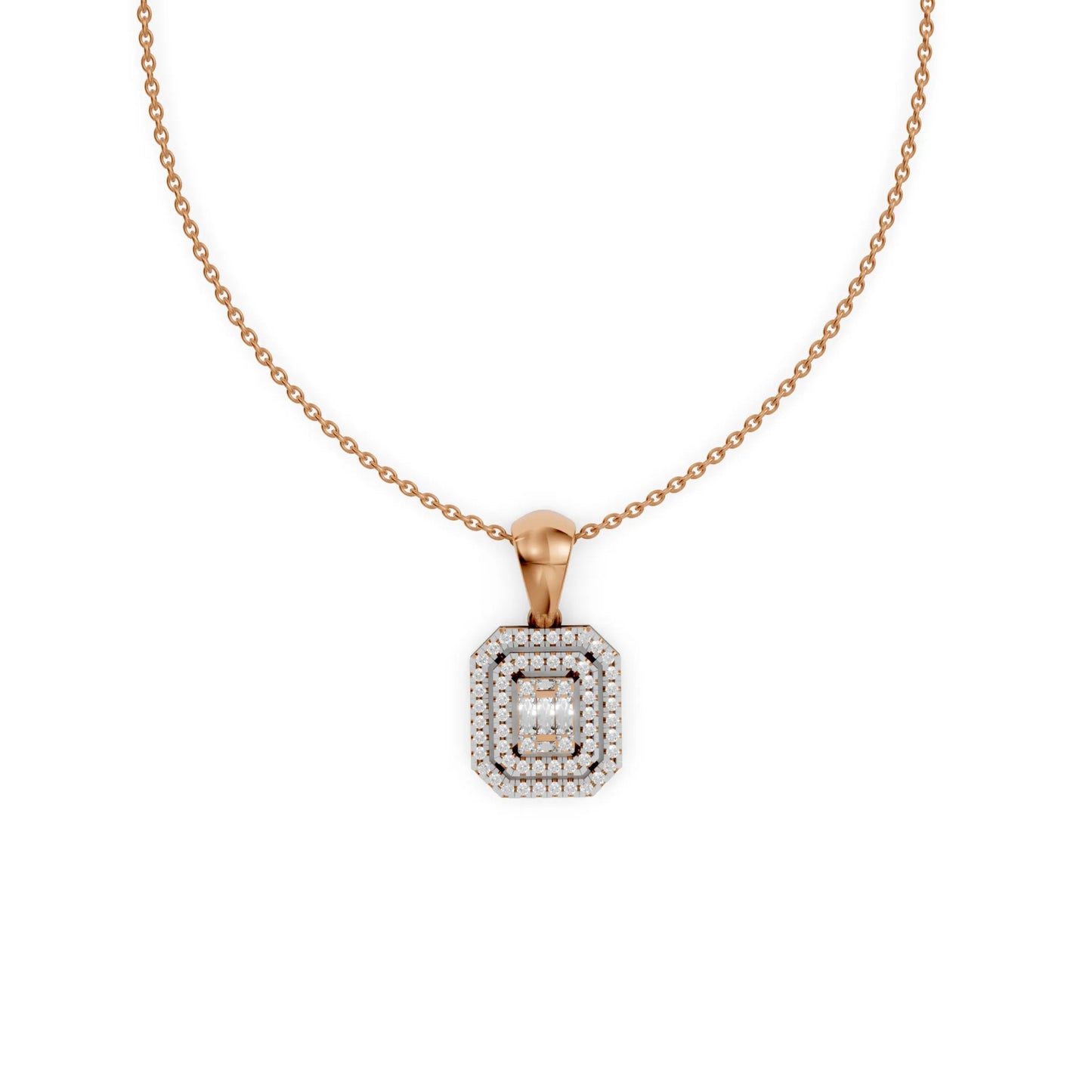 Emerald Halo Pendant Rose Gold