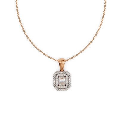 Emerald Halo Pendant Rose Gold