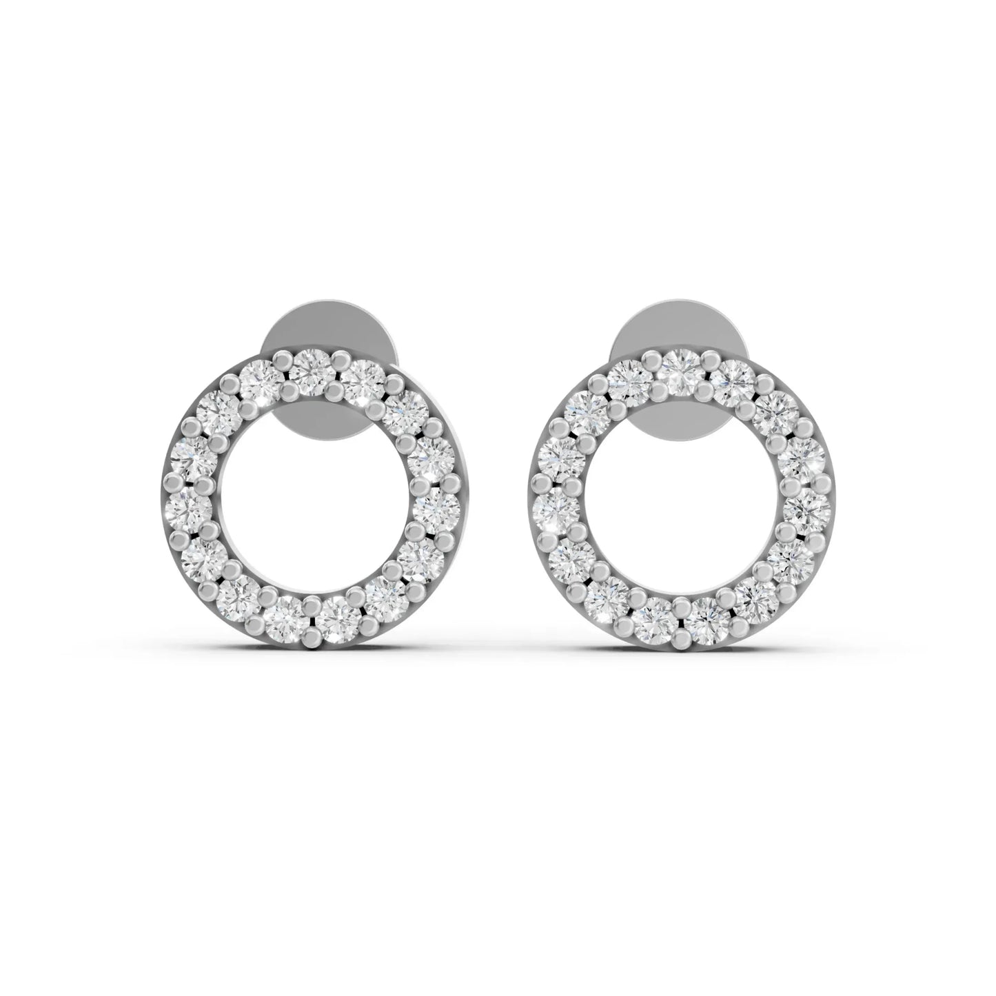 Open Circle Diamond Stud Earrings White Gold