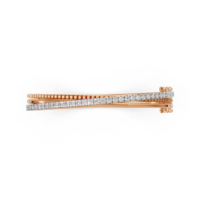 Contemporary Triple-Band Diamond Bangle Rose Gold
