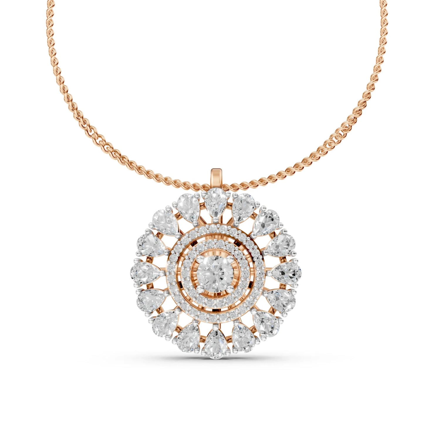 Grand Halo Pendant Rose Gold