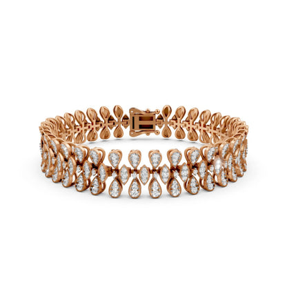 Diamond Leaf-Link Bracelet Rose Gold