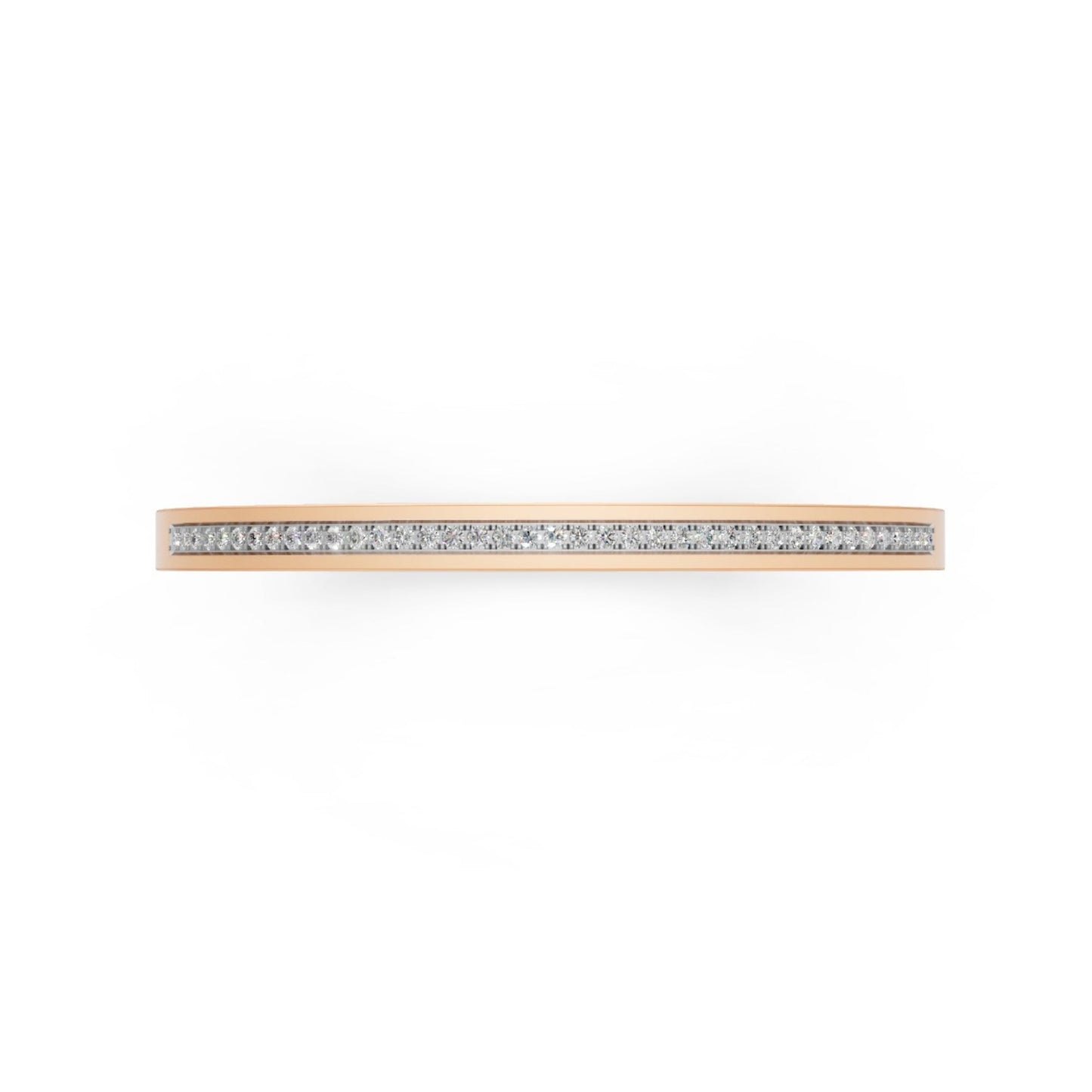Modern Diamond-Studded Flat Bangle Rose Gold