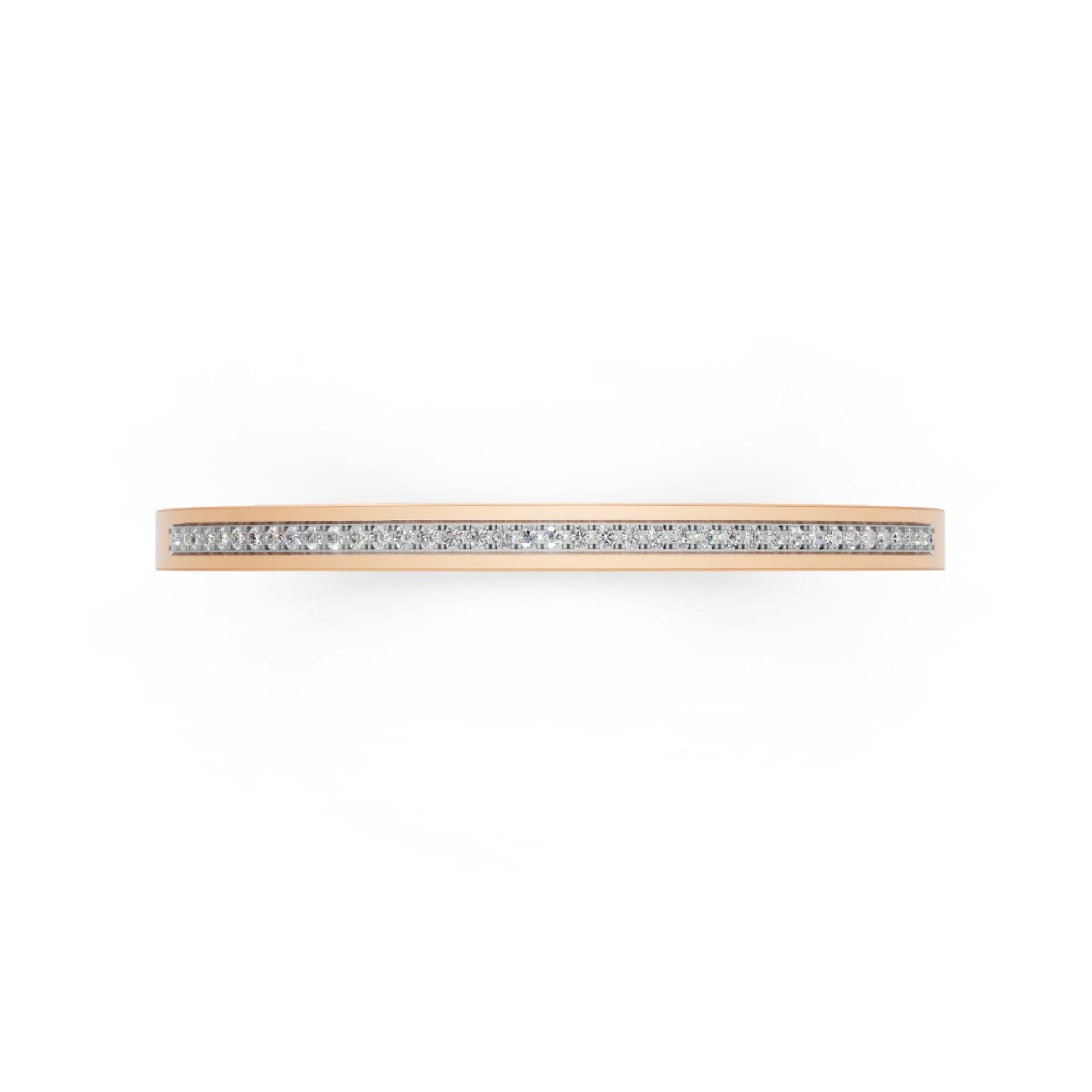 Modern Diamond-Studded Flat Bangle Rose Gold