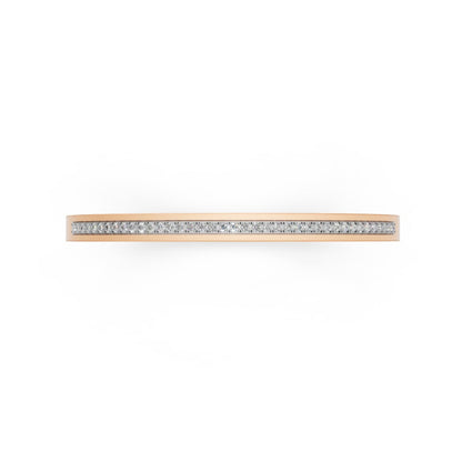 Modern Diamond-Studded Flat Bangle Rose Gold