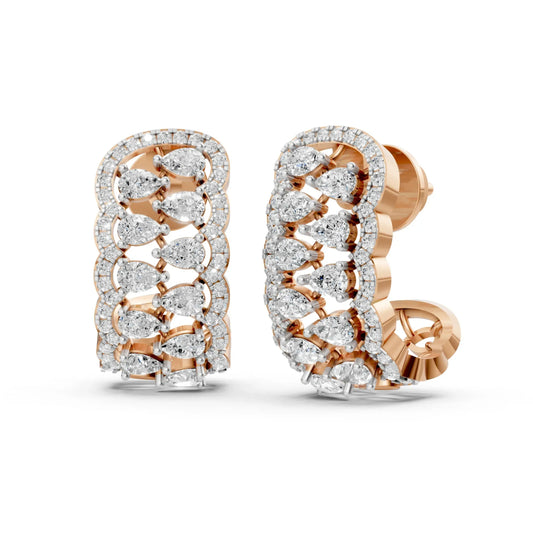 Pear Half-Hoop Earrings Rose Gold